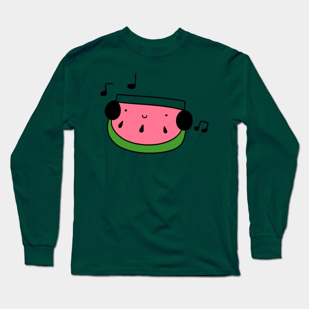 Watermelon Wedge with Headphones Long Sleeve T-Shirt by saradaboru